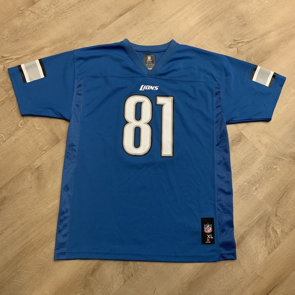 NFL Detroit Lions Calvin Johnson Jr. #81 Jersey Youth Boys XL Blue Football